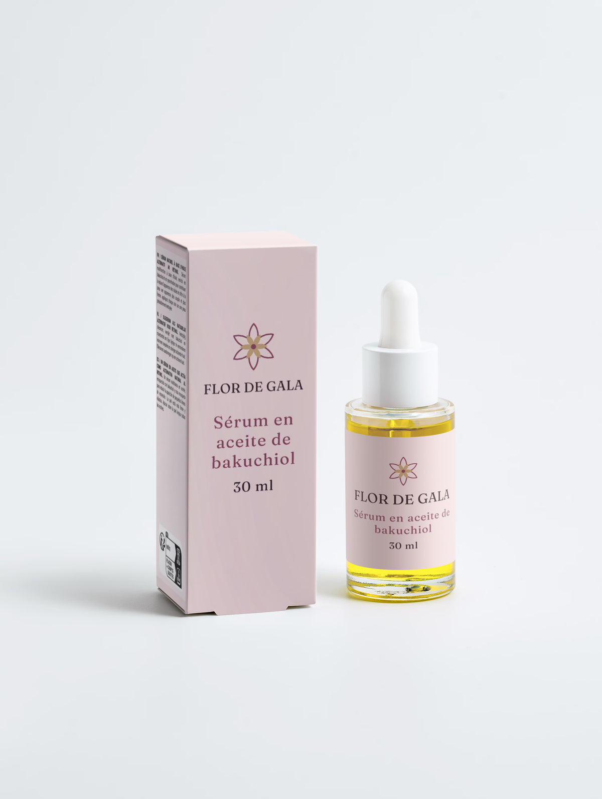 Sérum en aceite de bakuchiol Flor de Gala 30 ml con su caja